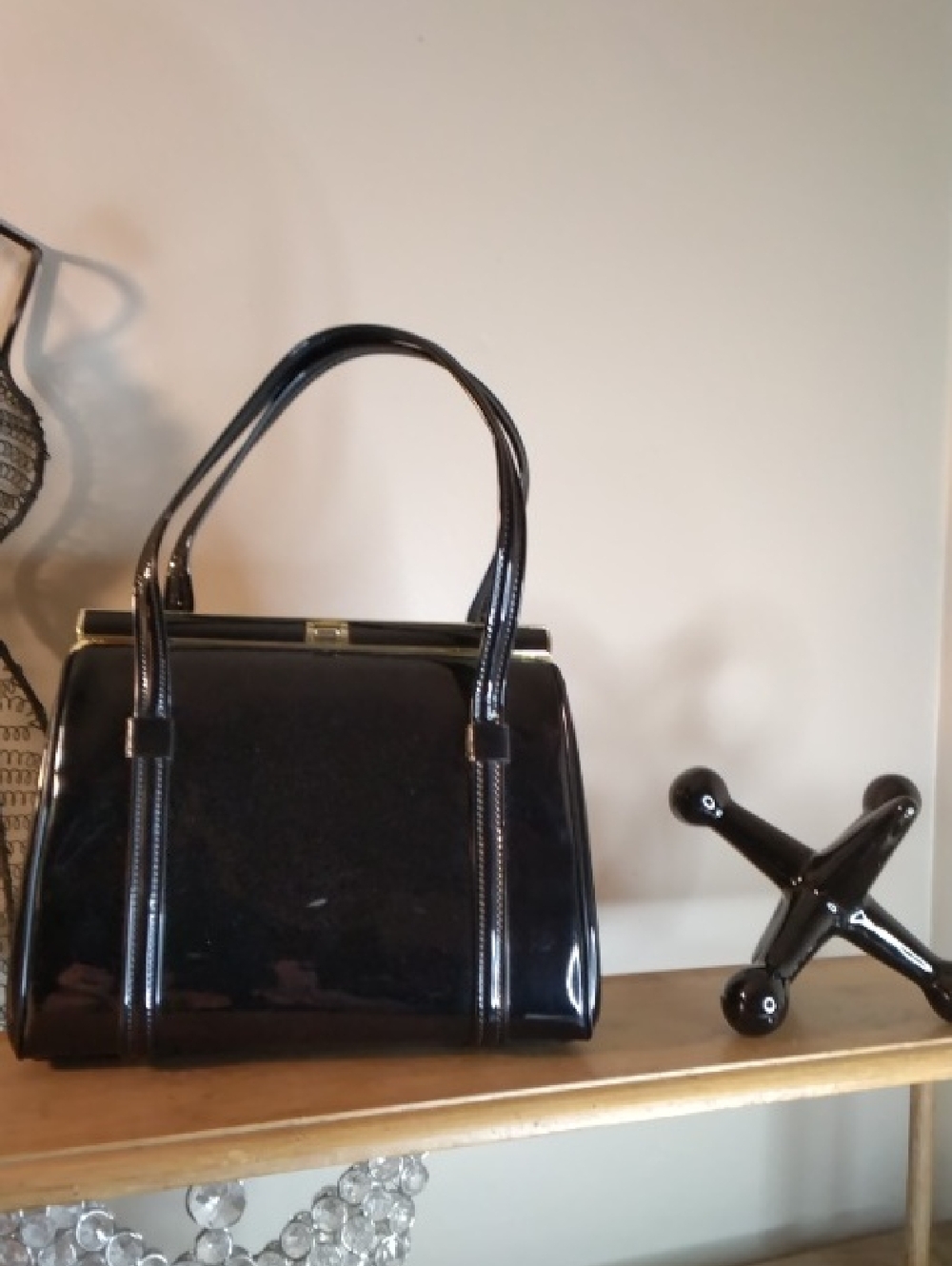 Classic Patent Leather Top-Handle Bag in Black